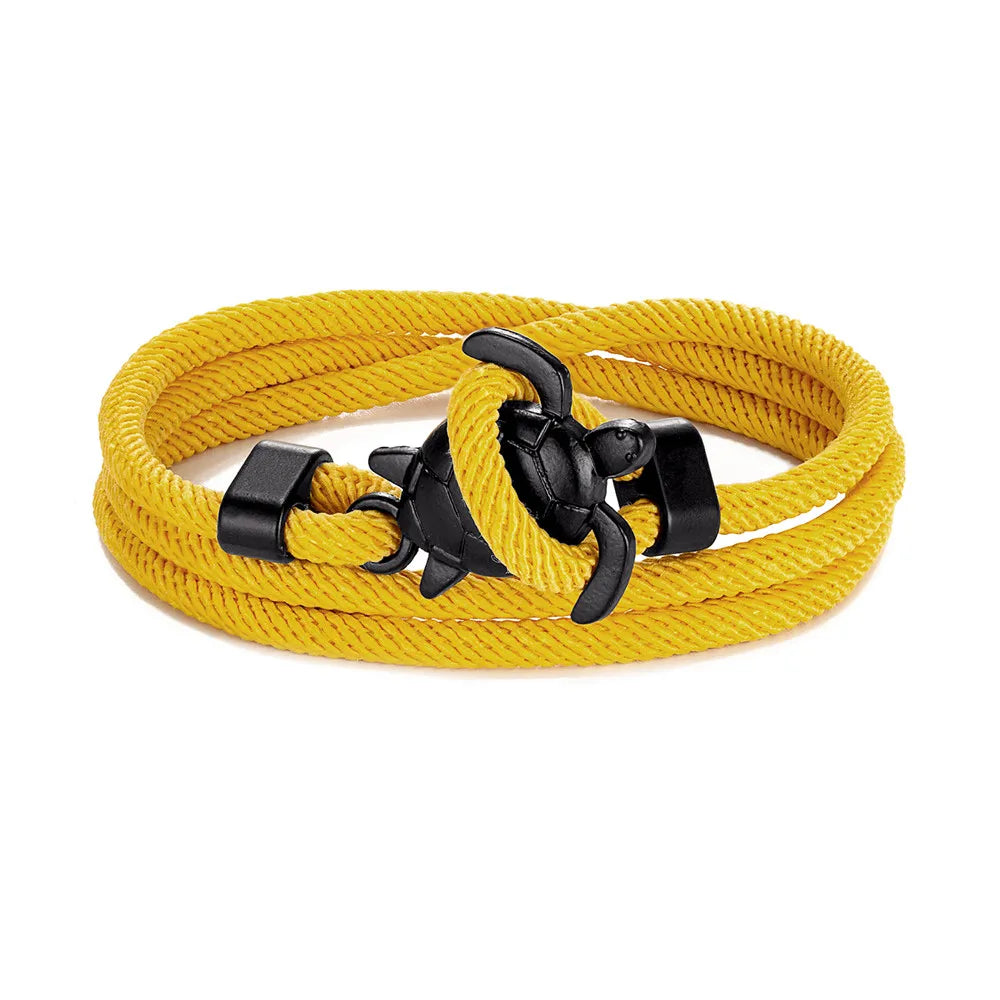 MKENDN Hand Braided Sea Turtle Viking Bracelet Charms Darkblue Rope For Men Women Beach Wristband Adjustable Jewelry Homme