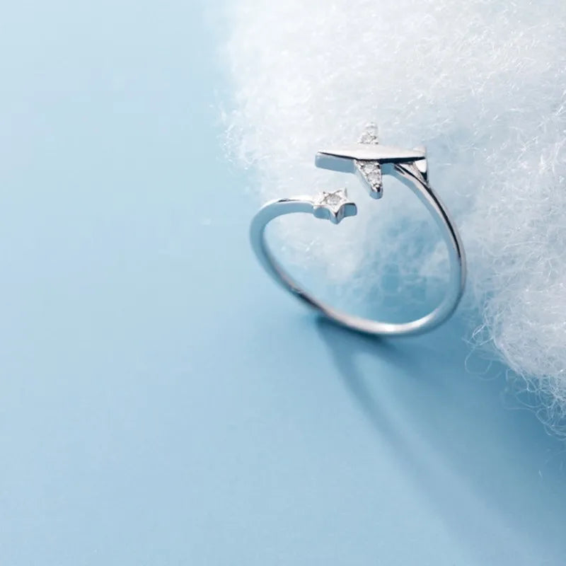 MKENDN Fashion Summer Style Plane Ring CZ Opening Fashion Jewelry Pure Finger Rings Best Friendship Gifts