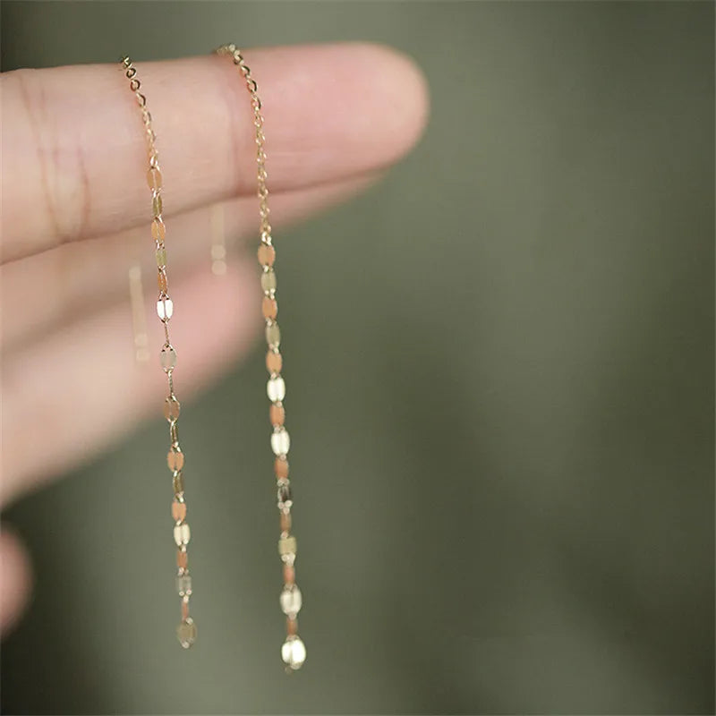 925 Sterling Silver Lips O Word Chain Tassel Stud Earrings Women 14k Gold Plating Earrings Summer Beach Party Jewelry