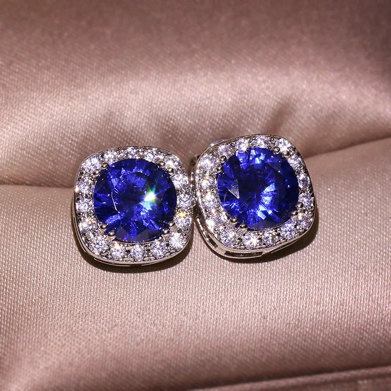 S925 Sterling Silver Diamonds Wedding Earrings for Women ruby Cartoon Fine Jewelry 925 Silver Earrings Engagement Earrings Women