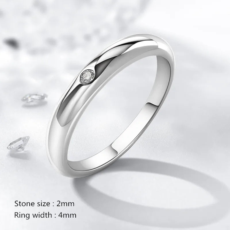 Buyee 925 Sterling Silber Dünner Ring Fingerring Hellweißer Zirkonia Ring Für Frau Mann Mode Hochzeit Edler Schmuck Kreis mit Box