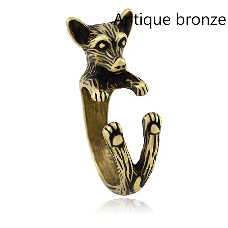 Retro Chihuahua Anillos Dog Ring Men Boho Brass Knuckle Anel Feminino Couple Rings For Women Fashion Jewelry Boyfriend Gifts