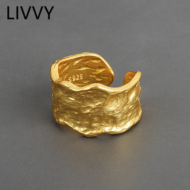 LIVVY Prevent Allergy Silver Color Wedding Rings New Creative Geometric Handmade Accessories Jewelry Gifts 2021 Trend - Madeinsea©