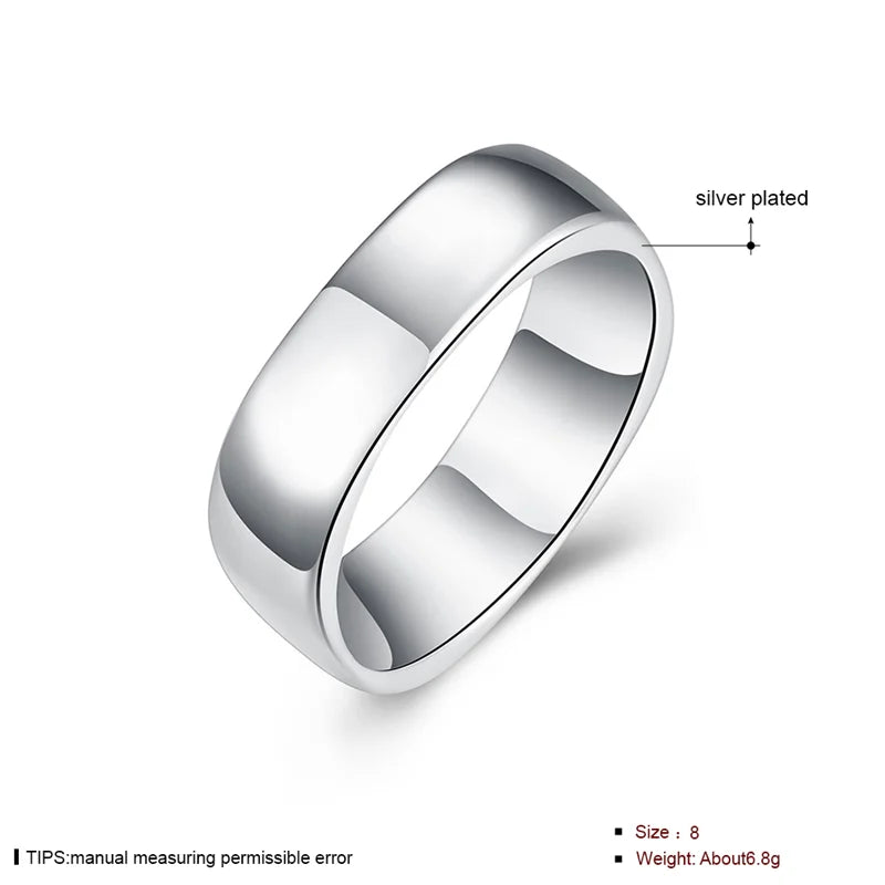 DOTEFFIL 925 Sterling Silver Square Circle Rings For Women Men Brand Fashion Simple Wedding Engagement Party Jewelry