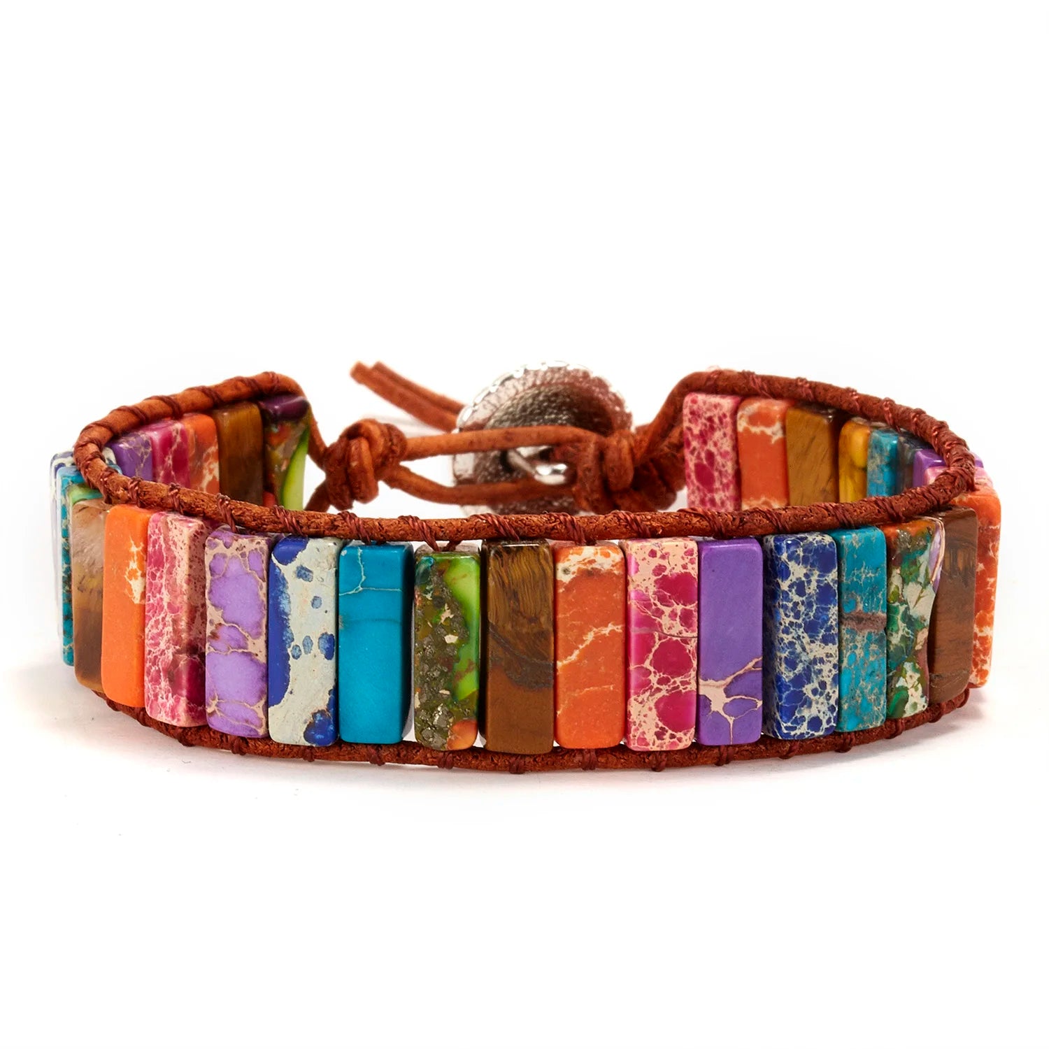 New Fashion Leather Natural Stone Bracelet For Women Men Chakra Healing Beaded Bracelets Bangle Unisex Vintage Charm Jewelry