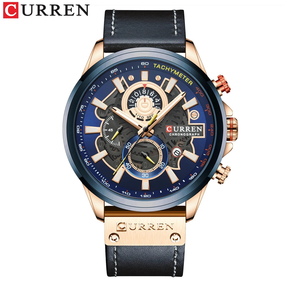 CURREN Fashion Male Watches Strap Sport Chronograph Wristwatch Creative Design Multifunctional Quartz Clock relogio masculino