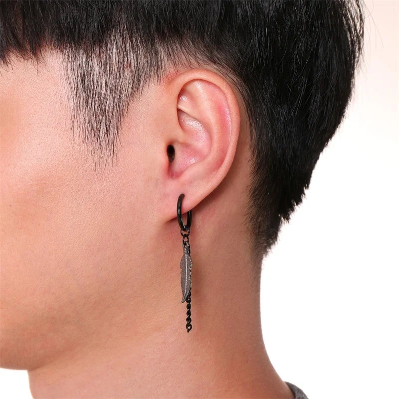 Vnox Punk Clip Earrings for Men Women, Black Stainless Steel Ear Accessory, Gothic Rock Hiphop Hoop Circle Earring 1 Piece - Madeinsea©