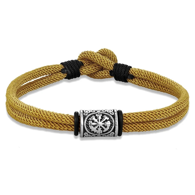 MKENDN Vintage Viking Compass Runes Bracelet Handmade Double Strand Rope Bracelets For Men Women Norse Mythology Amulet Gifts