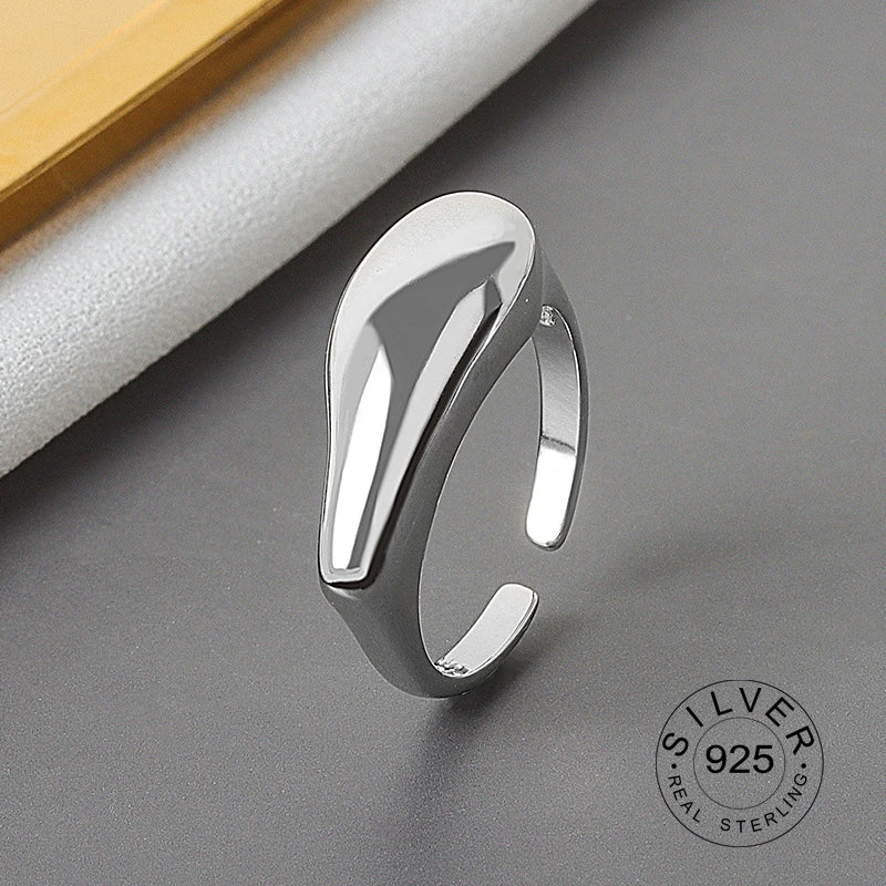 Bague ouverte en argent sterling 925 pour femme, niche INS, vague irrégulière, surface sable, nouilles larges, cadeau original pour fête d'anniversaire