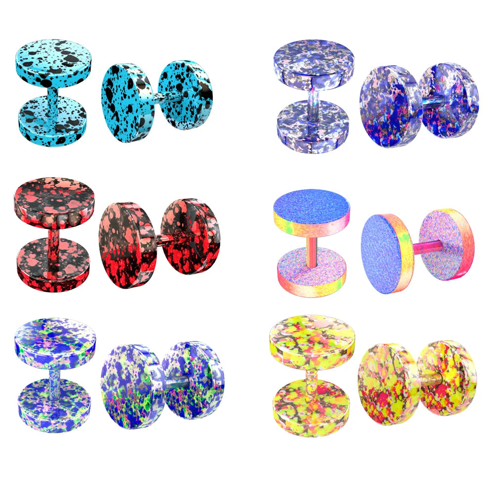 Stainless Steel Men Women Studs Earrings Ear Piericng Plugs Tunnels Faux Punk Barbell Body Jewelry Fake Piercing Oreja Gauges