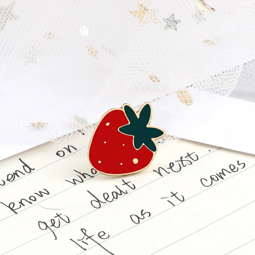 3 Style Cute Strawberry Brooch High Quality Fresh Fruit Enamel Pins Kids Cartoon Lepel Pins Bag Badges Jewelry Gift For Friend