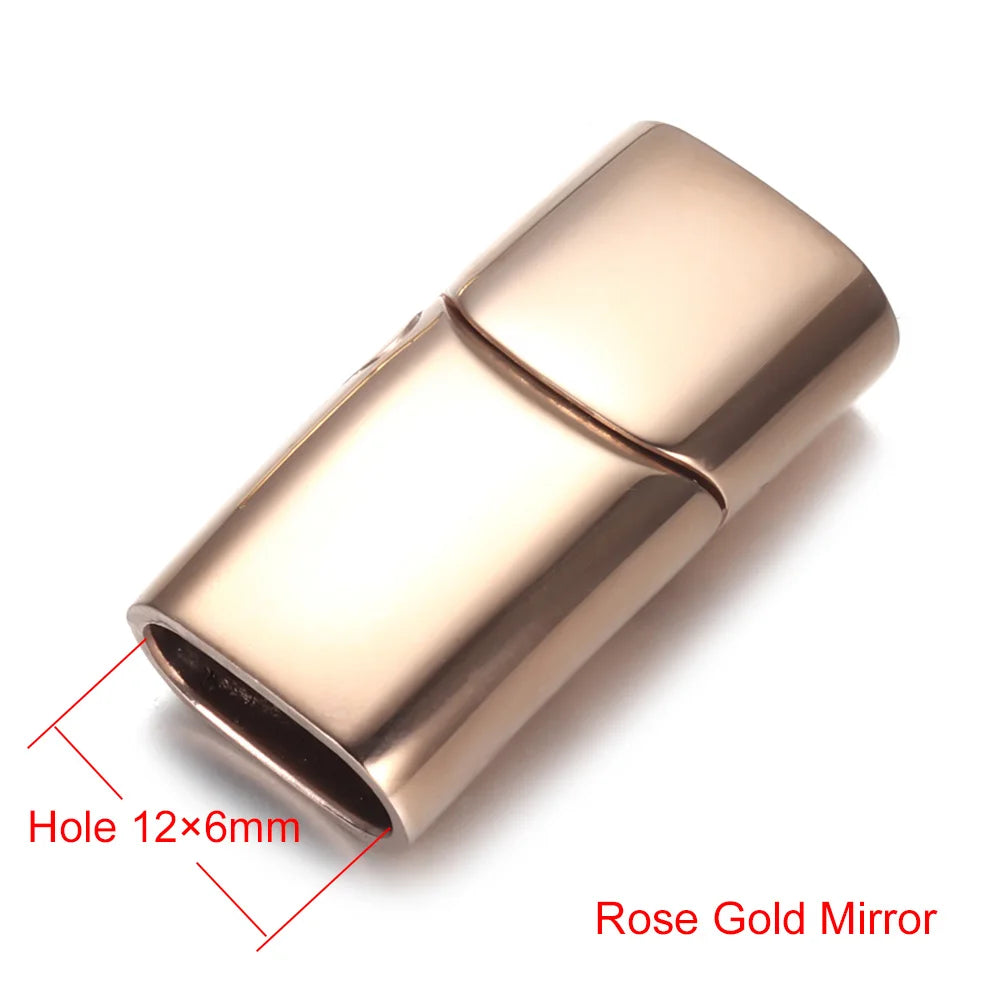 Stainless Steel Magnetic Clasp 12*6mm Hole Bracelet Magnet Clasp DIY Accessories Leather Jewelry Making Finding Supplies