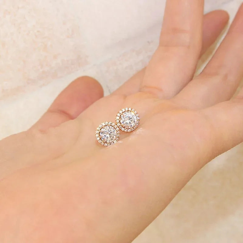 Natural Ruby Earrings for Women Wedding S925 Sterling Silver Fine Jewelry Round Green/red Diamond Luxury Brincos Women Earring