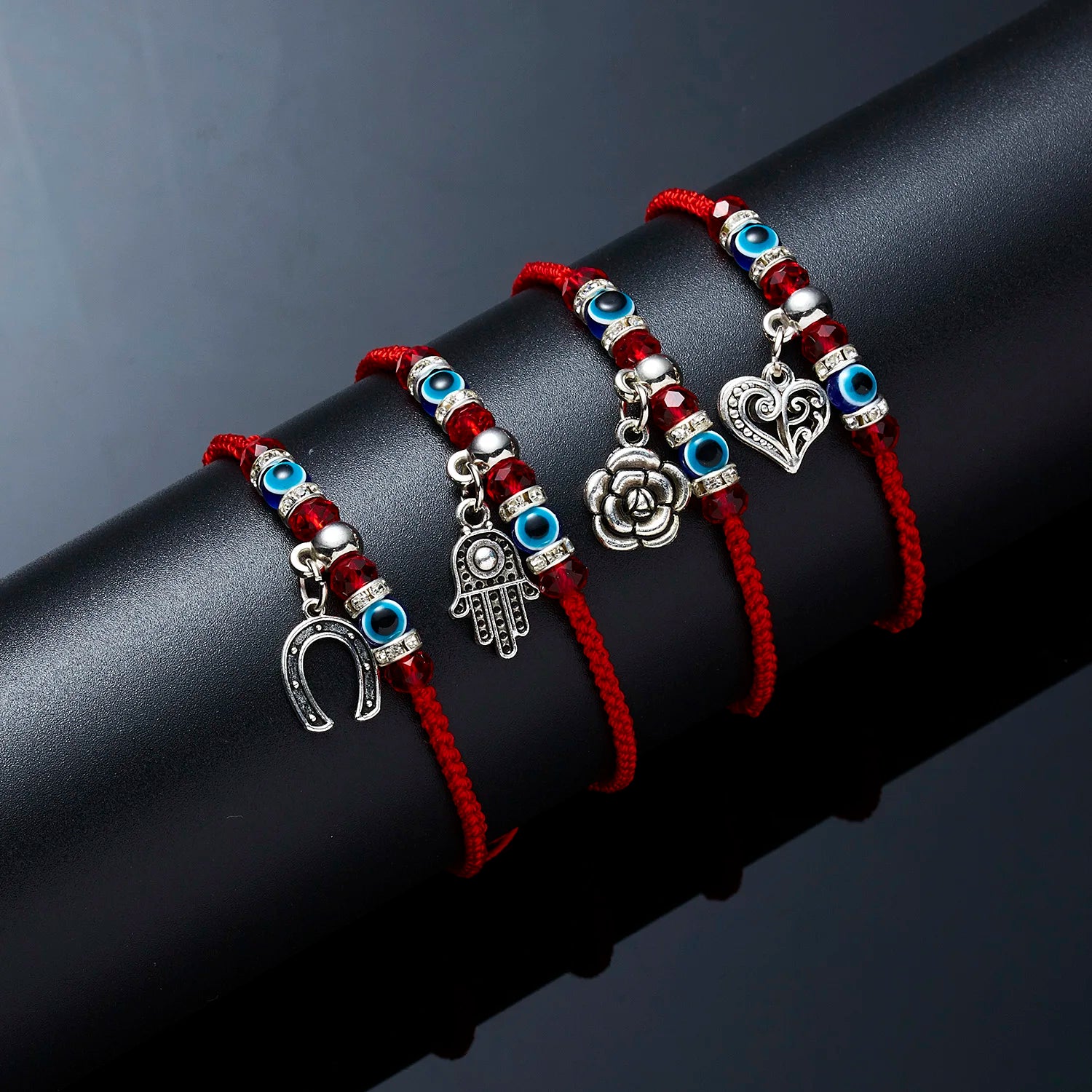 Armband mit Glücksauge, blauem Nazar-Amulett und roter Schnur – Freundschaftsarmband für Paare, Damen und Herren, handgefertigter Wunschschmuck, Geschenk
