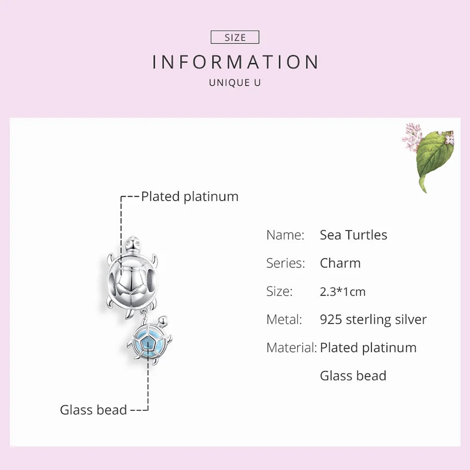 925 Sterling Silver Sea Turtles Charm for Original Silver Plated platinum Bracelet Fine Jewelry DIY Bangle BSC332 - Madeinsea©