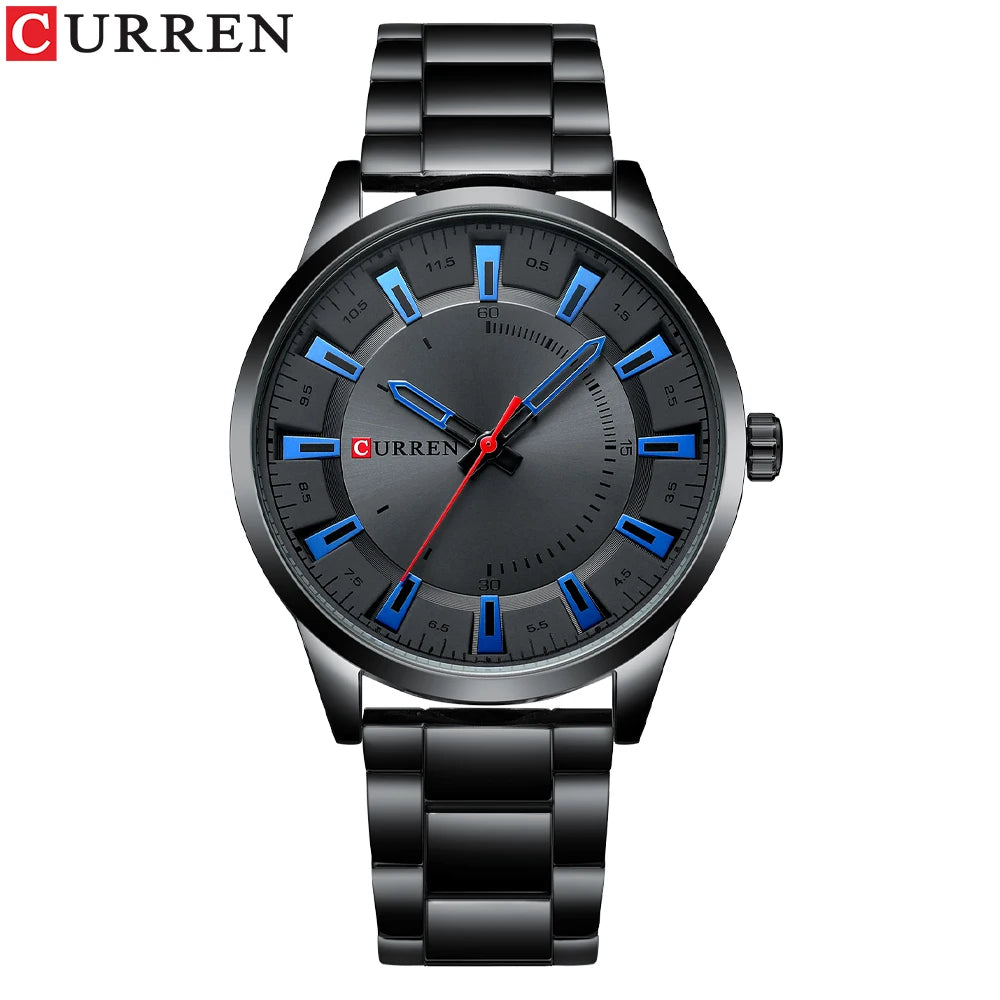 CURREN New Fashion Simple Style Men Watches Quartz Wristwatches Stainless Steel Band Clock Male
