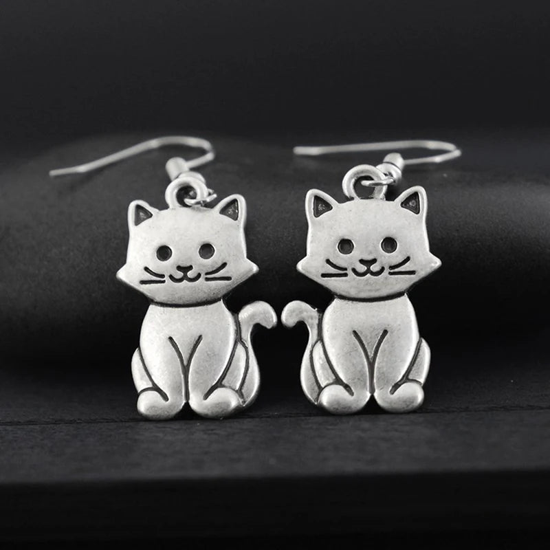 New Vintage Cute Cat Drop Long Earrings For Women Boho Pet Brincos Fashion Jewelry Dangle Earring Pendientes Lover Party Gifts