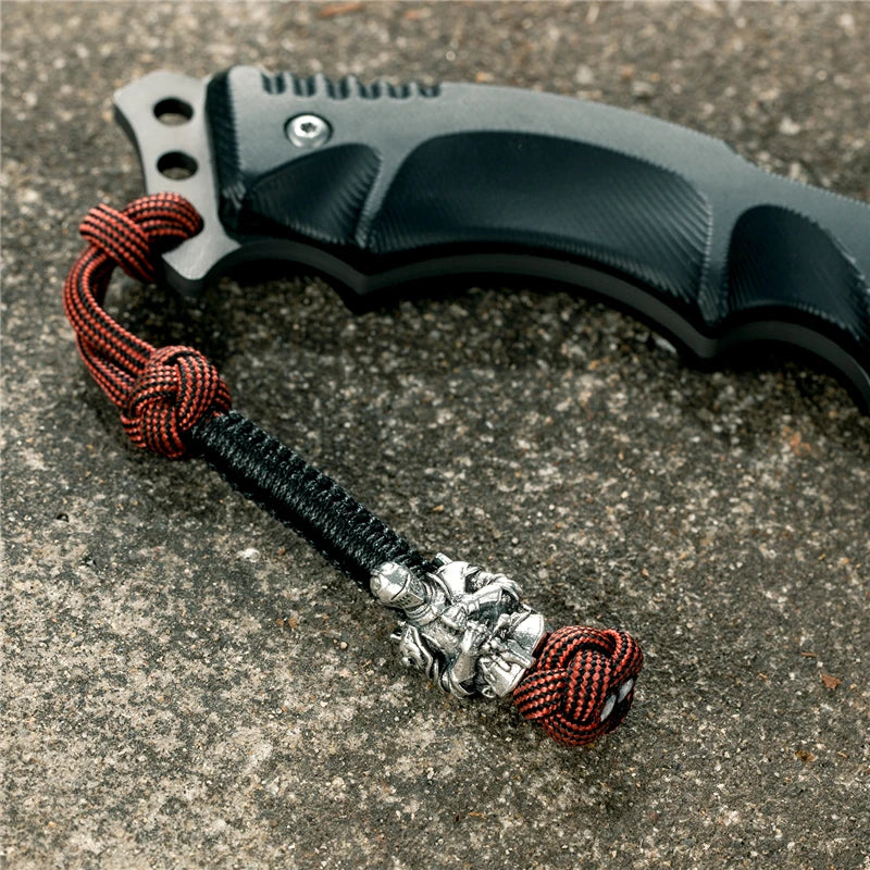 MKENDN Vikings Antique Warrior Helmet Keychains Bag Knife Rope Pendant Men Car Keyring Navy EDC Paracord Accessories Jewelry