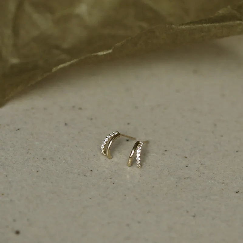 925 Sterling Silber Europäische Kreative Pavé Zirkon Ohr Knochen Ohrstecker Frauen Klassische Mode 14k Vergoldung Schmuck Geschenk