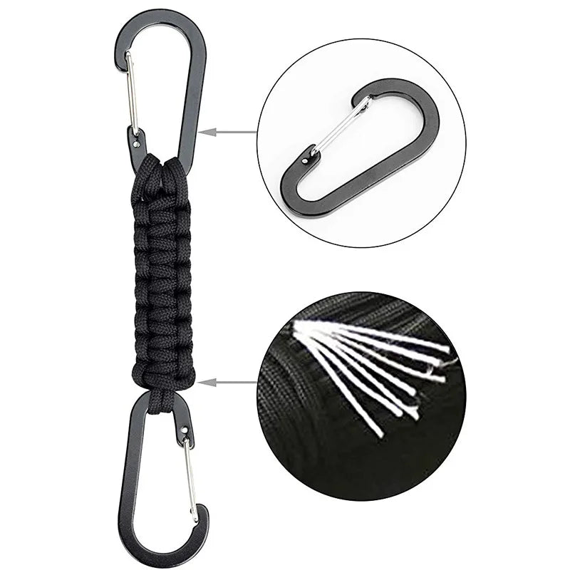 MKENDN Outdoor sports carabiner pendant camouflage tactical seven-core umbrella rope woven double carabiner key chain - Madeinsea©