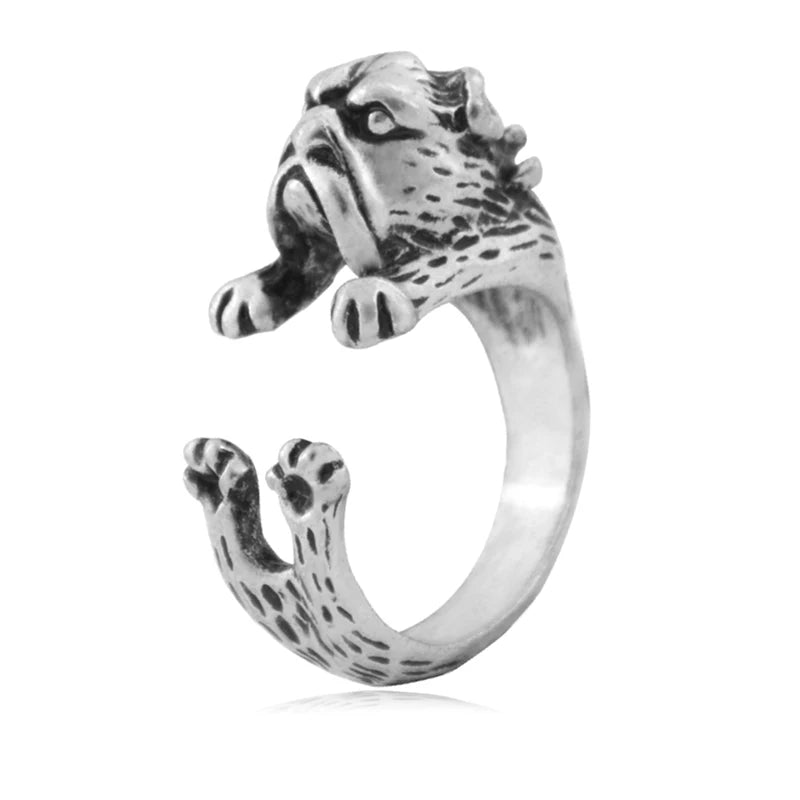 Retro Boho Pug&Boxer&Dachshund Dog Ring Men Punk Bulldog Anel Masculino Couple Rings For Women Jewelry Gifts For Pet Lovers Gift