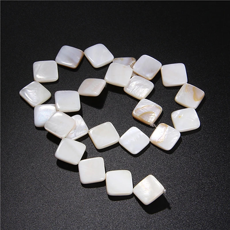 Natural White Mother of Pearl Shell Beads Oval Round Freshwater Shell Beads for Jewelry Making Necklace Bracelet DIY 15" - Madeinsea©