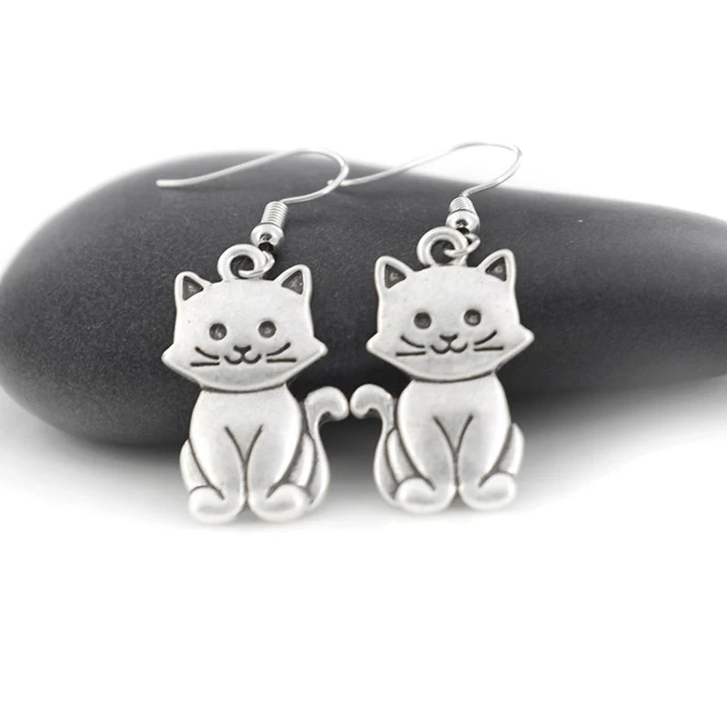New Vintage Cute Cat Drop Long Earrings For Women Boho Pet Brincos Fashion Jewelry Dangle Earring Pendientes Lover Party Gifts
