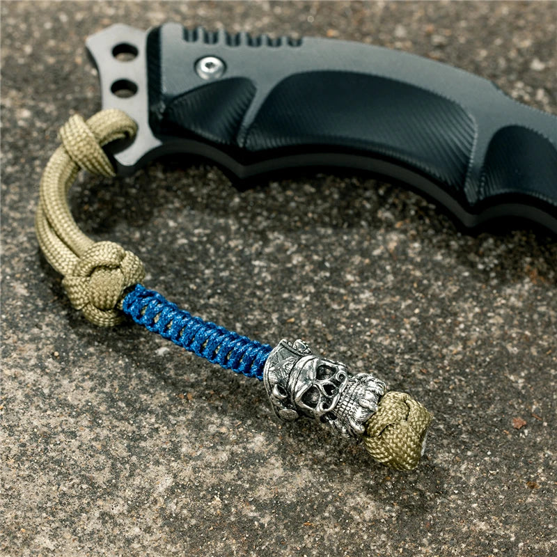 MKENDN New Design Japanese demon Evil mask Men Keychains Backbag Knife Pendant Men Survival Lanyard Rope Handmade Jewelry Gifts