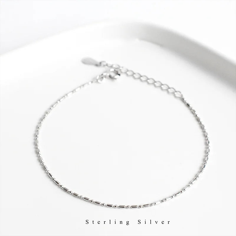 925 Sterling Silver Minimalist Style Chain Bracelet For Women Classic Fashion Student Couple Wristband Jewelry Accessories