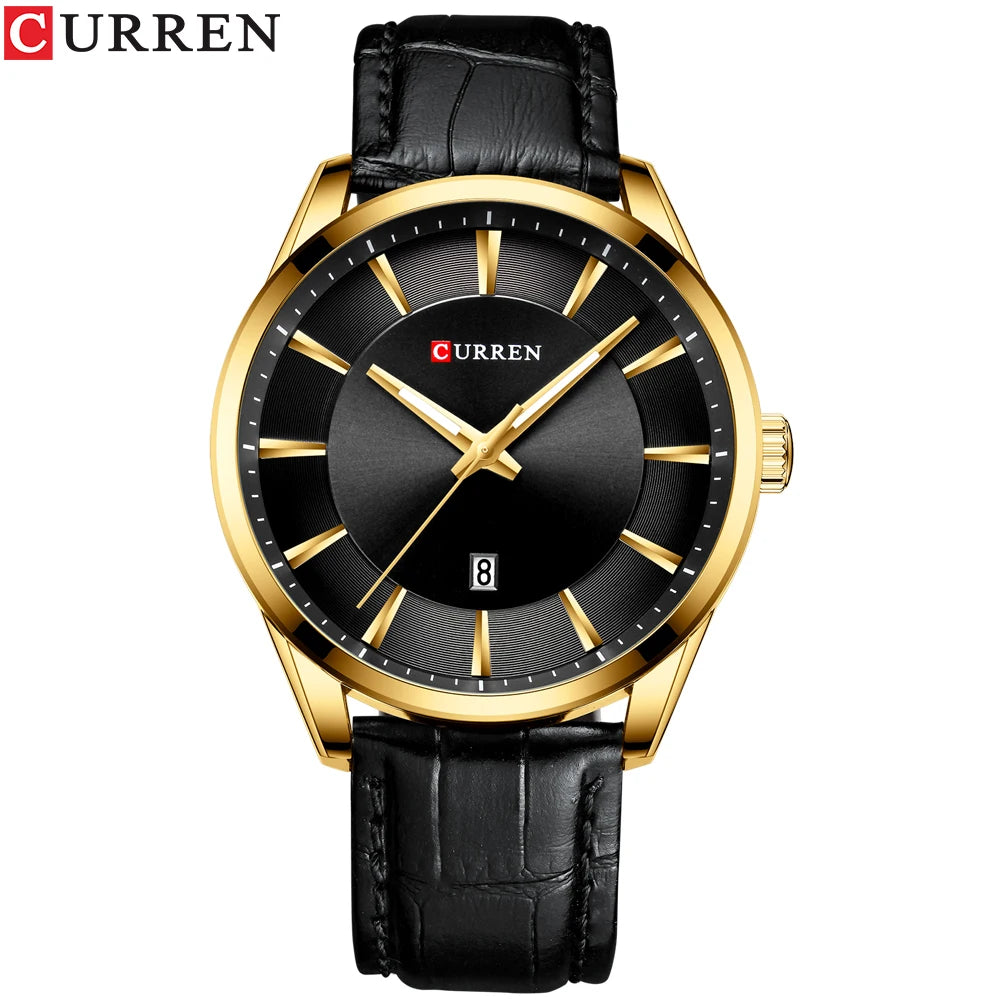 Montres à quartz CURREN pour hommes, bracelet en cuir, montres-bracelets de luxe pour hommes d'affaires, 45 mm.