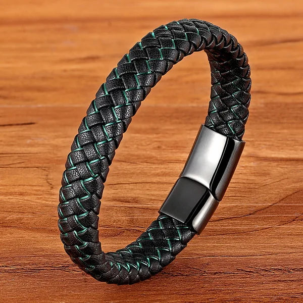 TYO Braided Rope Wrap Leather Bracelets For Men Bangles Fashion Male Women Charm Stainless Steel Clasp Jewelry DIY Customization