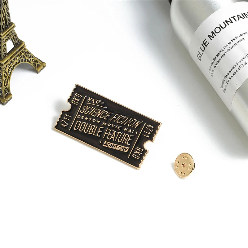 Red Black Movie Tickets Enamel Pins Rocky Horror Picture Show Ticket Brooches Badges Denim Shirt Lapel Pin Jeweley Friend Gifts