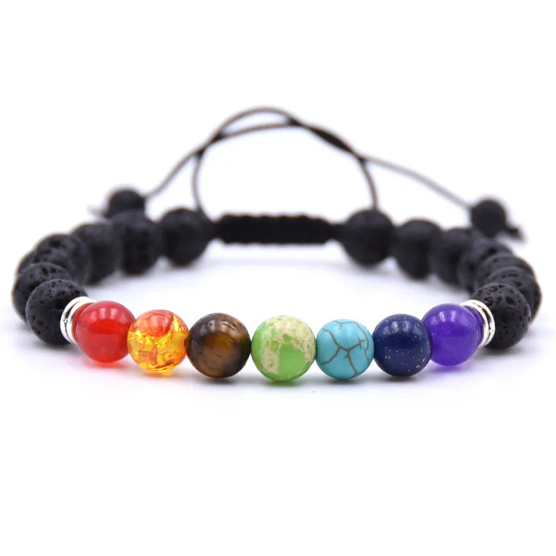 7 Chakra Essential Oils Diffuser beaded bracelets For women men Lava Rock Natural stone Charm Strand bracelet Yoga Jewelry