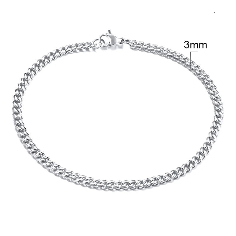 Vnox Basic 3/5/7/9/11mm Wide Curb Cuban Link Chain Bracelets for Men Women Jewelry Anti Allergy Stainless Steel Wristband Gifts