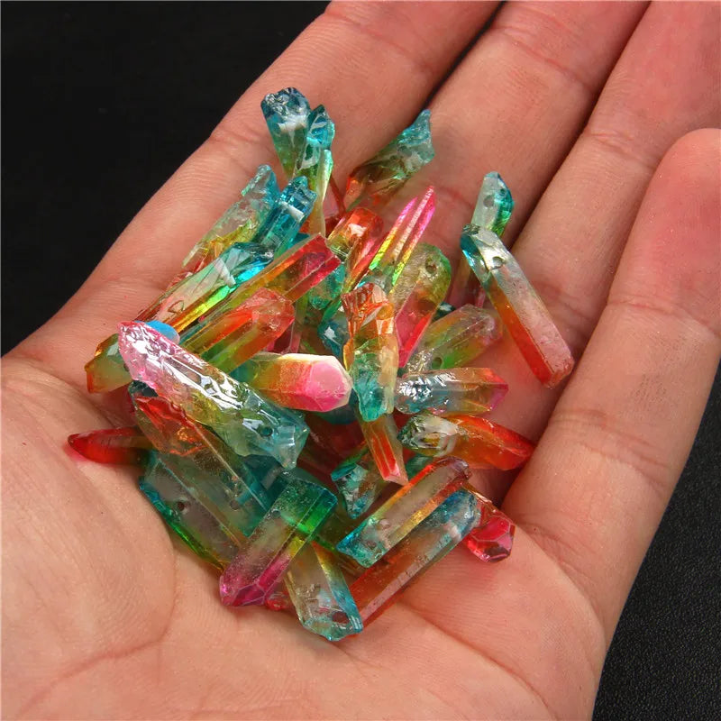 Natural Quartz Stick Beads Top Drilled Gradient Color Raw Loose Point Bead For Jewelry Making DIY Necklace Earrings Accessories