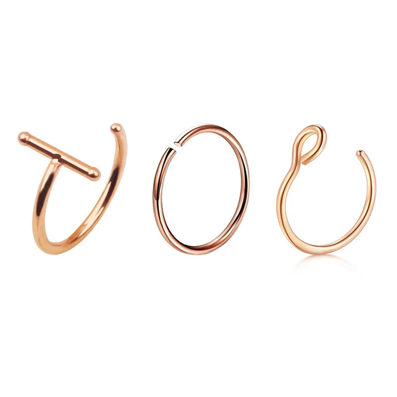 3/4/5/8/21pcs 20G Nose Studs Set Surgical Steel L-Shape Nostril Studs Screws Nose Ring Hoop Body Piercing Jewelry Mixed Styles