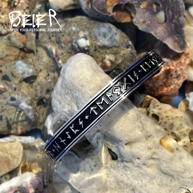 BEIER 2021 Bracelet en acier inoxydable fait à la main avec runes nordiques Viking pour hommes, bijoux vintage en gros