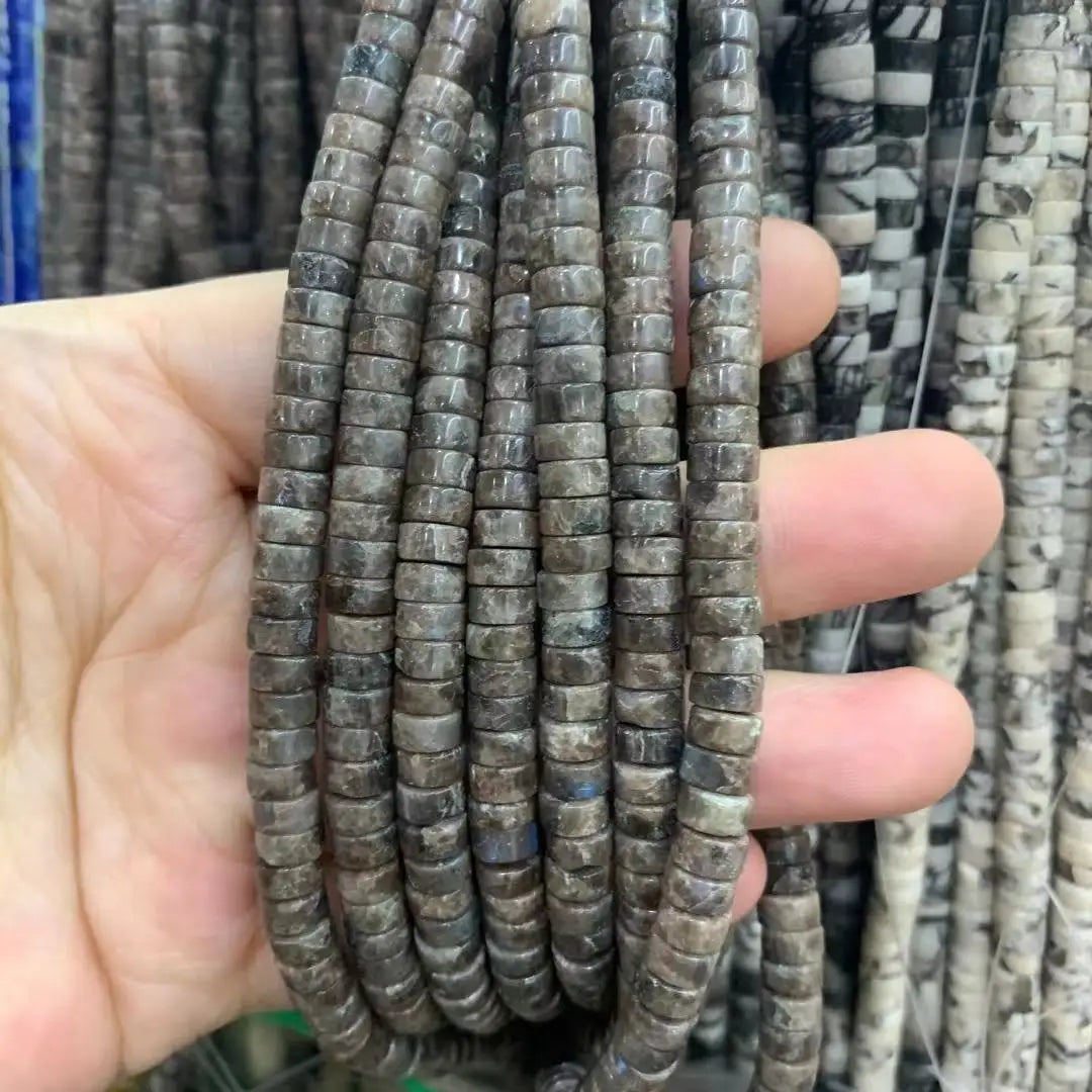 6x3mm Natural Sea Sediment Turquoises Amethysts Jaspers Stone Cylinder Flat Spacer Disk Bead For Jewelry Making DIY Accessories