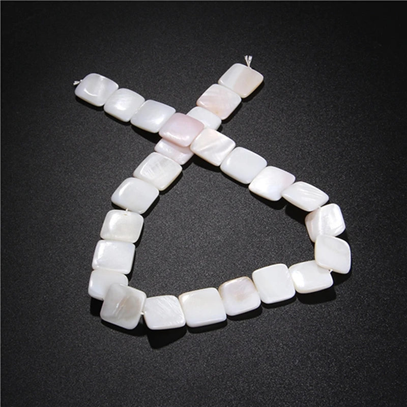 Natural White Mother of Pearl Shell Beads Oval Round Freshwater Shell Beads for Jewelry Making Necklace Bracelet DIY 15" - Madeinsea©