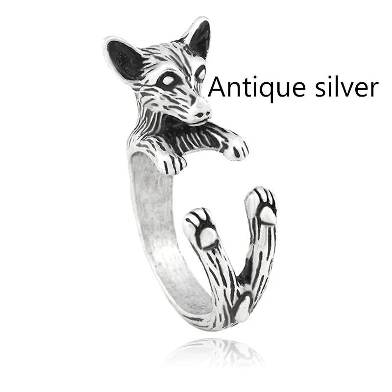 Retro Chihuahua Anillos Dog Ring Men Boho Brass Knuckle Anel Feminino Couple Rings For Women Fashion Jewelry Boyfriend Gifts