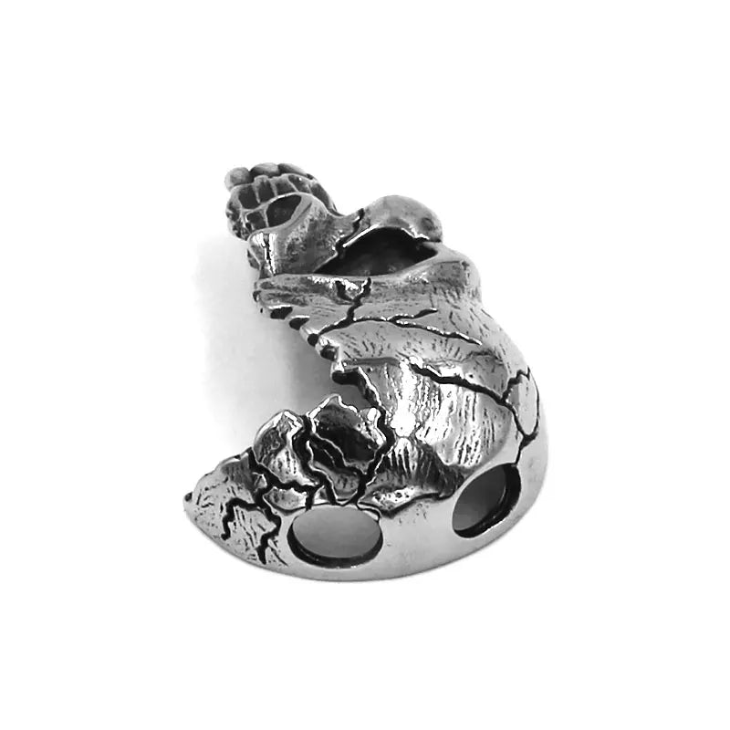 Collier avec pendentif tête de mort en acier inoxydable pour homme, style punk rock, cassé, endommagé, demi-visage, biker, bijoux SWP0525A