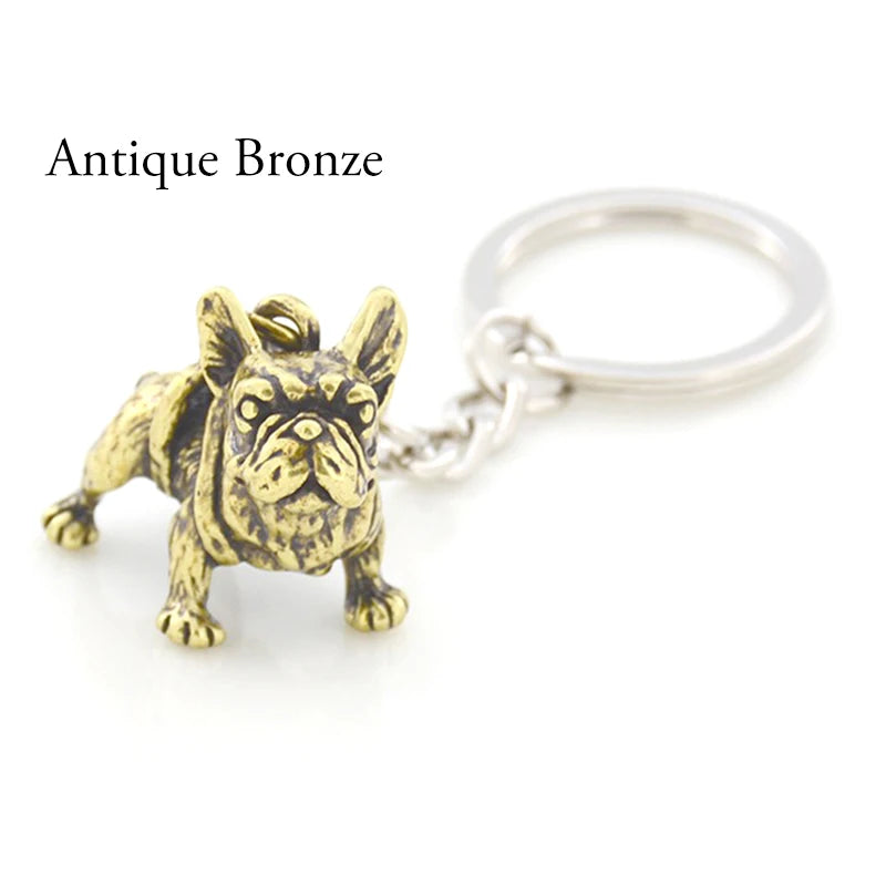 Vintage 3D French Bulldog&Pug Key Chains Cute Animals Keychains Keyring Pet Fashion Jewelry Boyfriend Girls Gift Accessories
