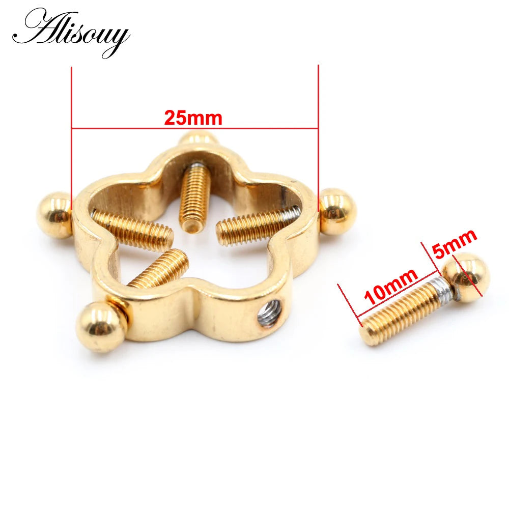 Alisouy 1pc Stainless Steel Sexy Flower Fake Non Piercing Nipple Ring Shield Body Jewelry Nipple Clamp Adult Game For Women Gift