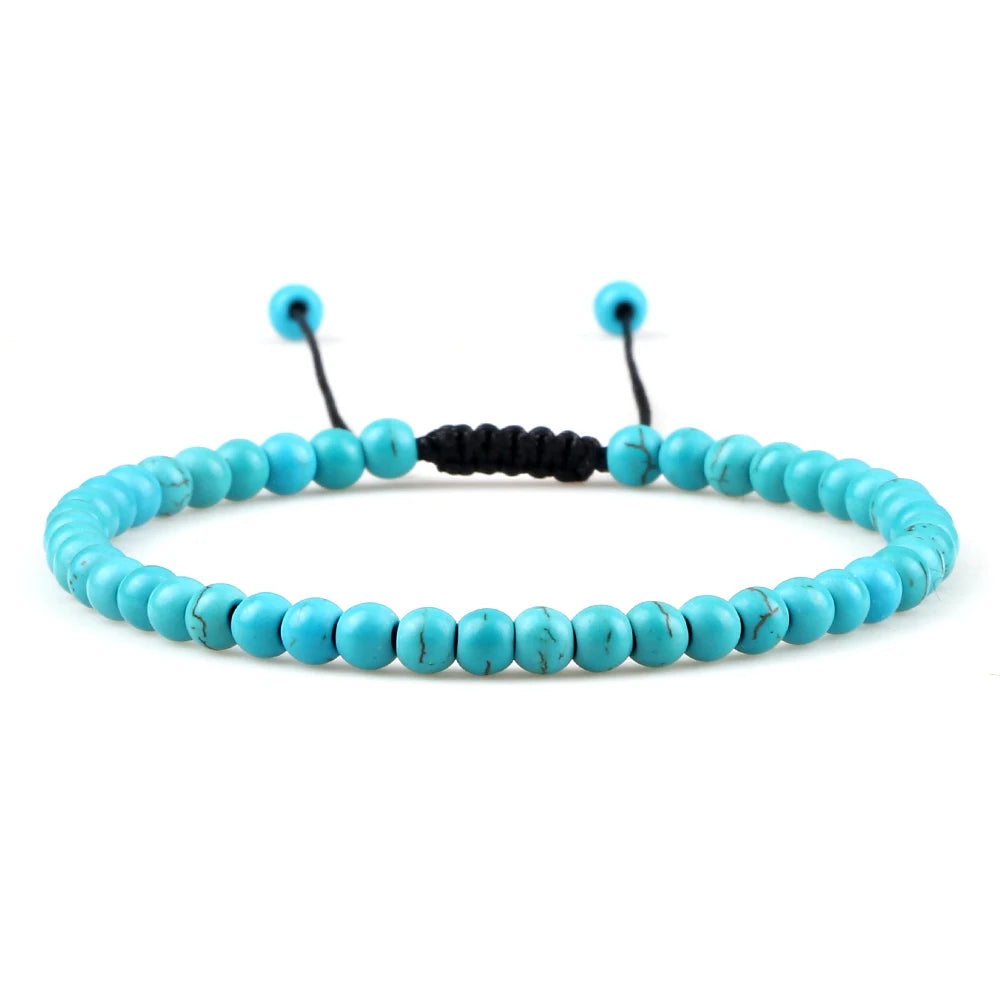 Adjustable 4mm Chakra Beads Bracelet Mini Natural Stone Agats Lava Tiger Eye Beaded Bracelets & Bangles Women Men Gift Jewelry