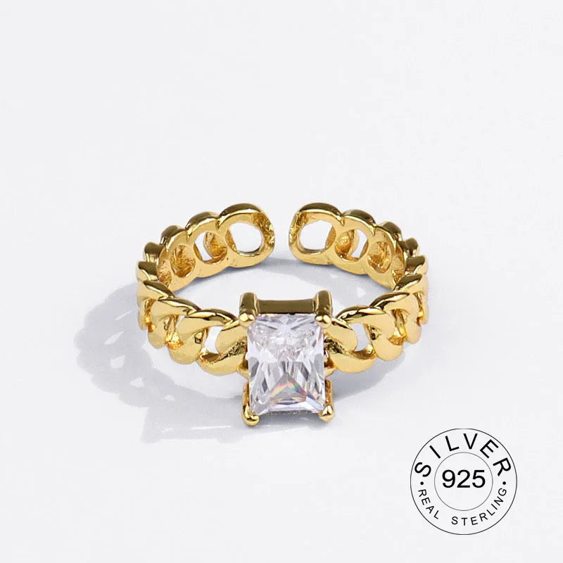 Real 925 Sterling Silver Rings For Women vintage zircon open round Engagement Rings Silver 925 Jewelry Anillos Mujer