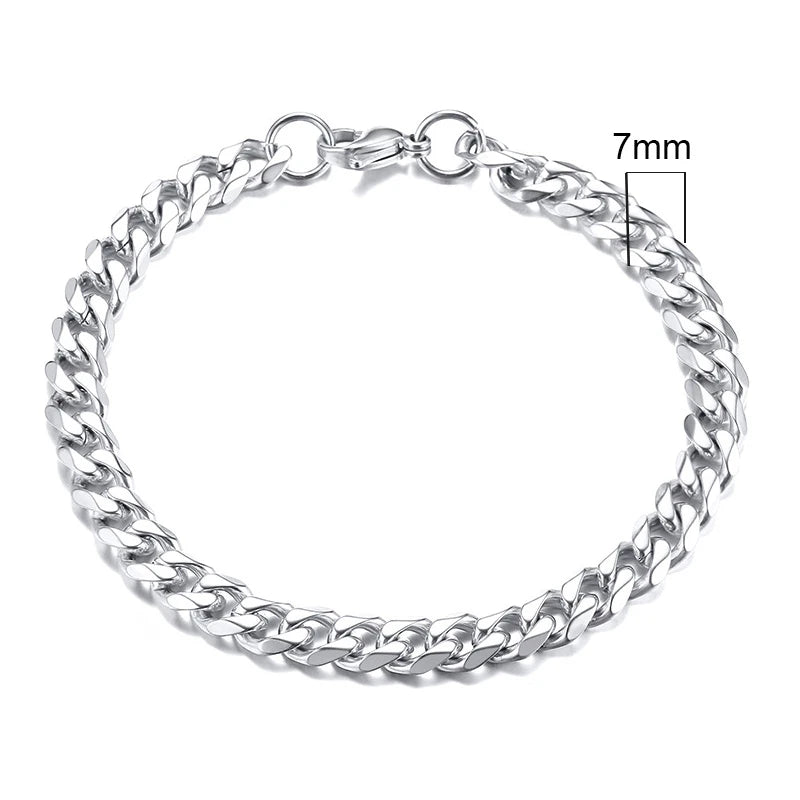 Vnox Wolesale 3-11mm Chunky Miami Curb Chain Bracelet for Men, Stainless Steel Cuban Link Chain Wristband Classic Punk Heavy
