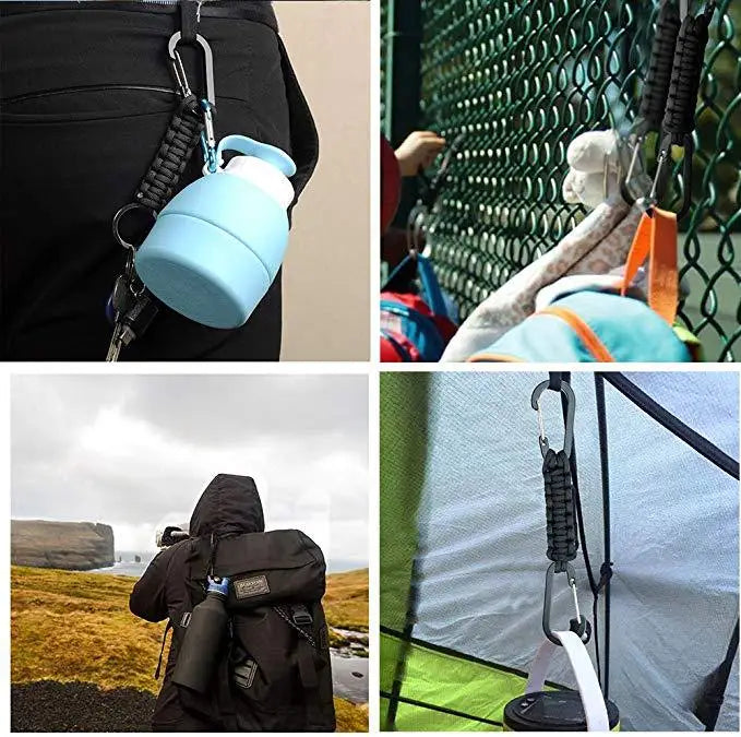 MKENDN Outdoor sports carabiner pendant camouflage tactical seven-core umbrella rope woven double carabiner key chain - Madeinsea©