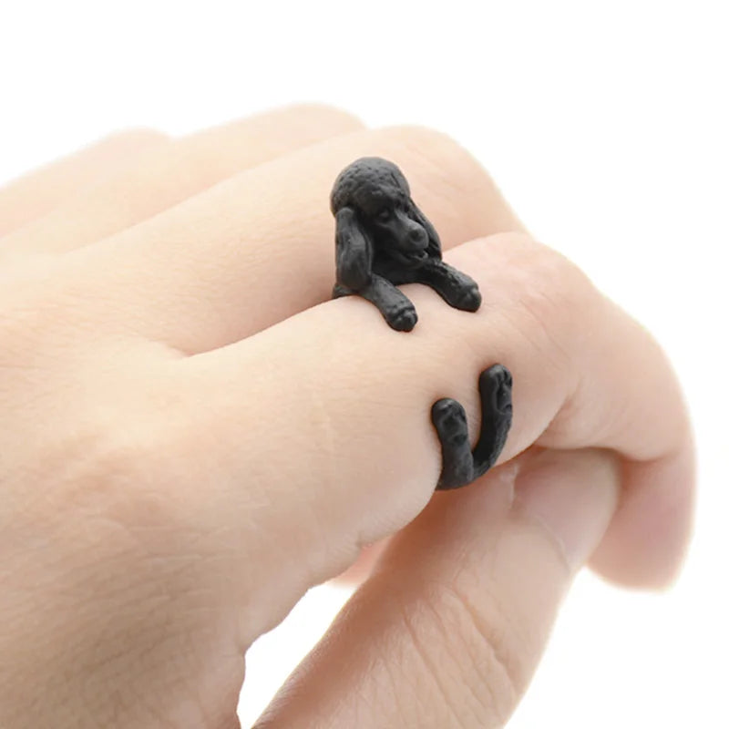 Retro 3D Beagle&German Shepherd&Schnauzer Dog Ring Women Anel Punk Style Rings For Men Wrap Animal Rings Anniversary Bijoux Gift