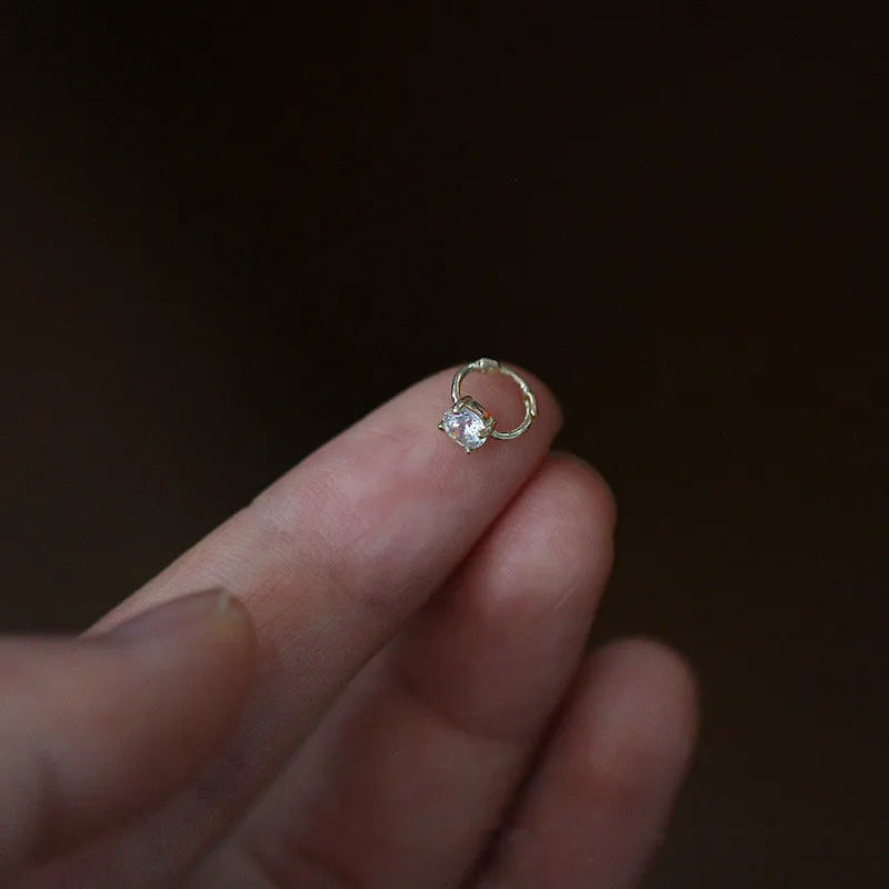 925 Sterling Silver Korea Simple Four Claws Inlaid Zircon Stud Earrings Women Plating 14K Gold Wedding Party Jewelry Gift