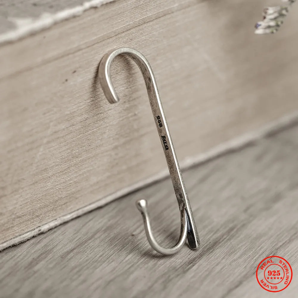 925 Sterling Silver Minimalist Long Strip Vintage Ear Bone Clip Cuffs Earrings For Women Men No Piercing Fake Cartilage Earrings